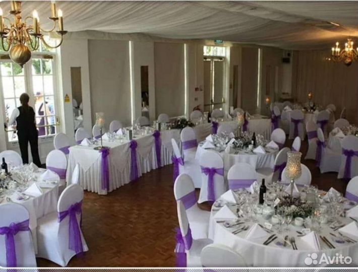 Белые чехлы на стулья 18шт