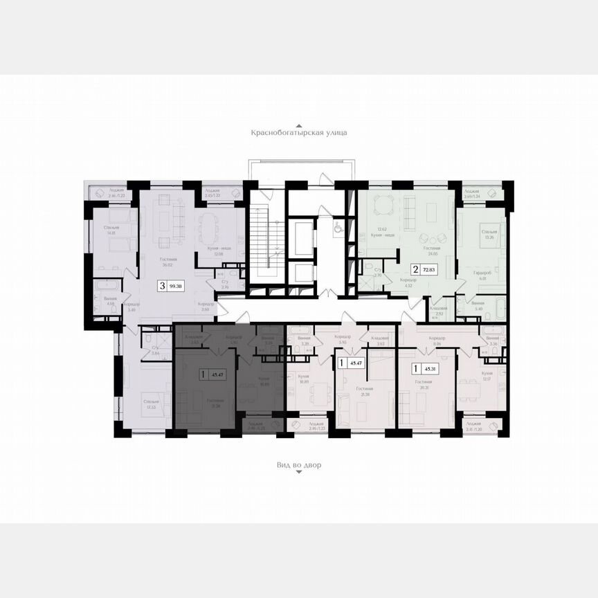 1-к. квартира, 45,5 м², 15/17 эт.