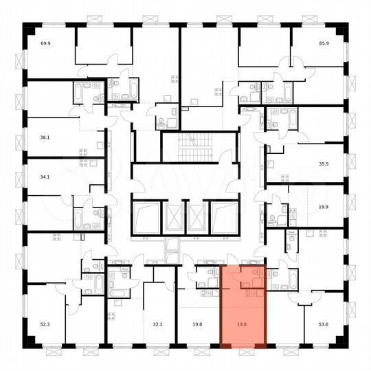Квартира-студия, 19,8 м², 9/17 эт.