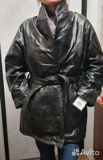 Кожаная куртка,теплая,оверсайз/oversize