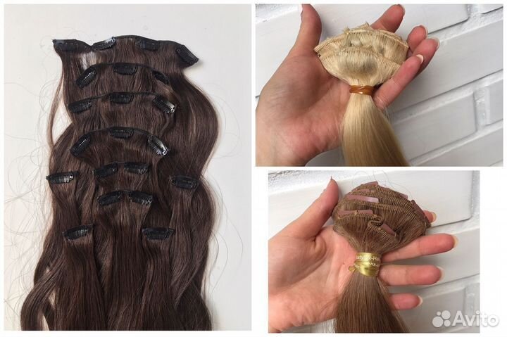 Волосы натуральные на заколках