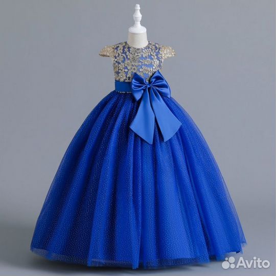 Новое нарядное синее платье для девочки 140-158
