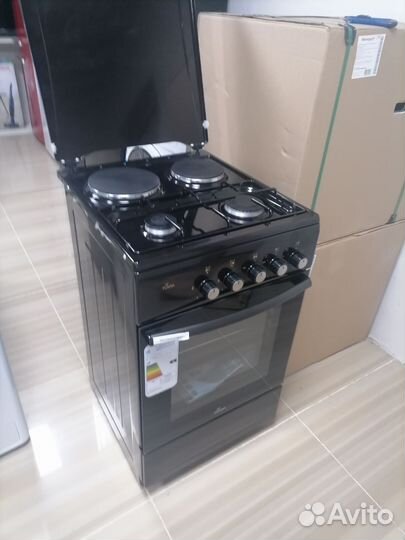 Газовая плита новая комбинированная электро черная