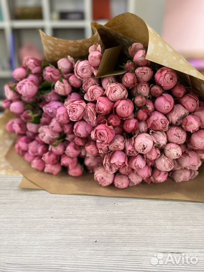 25 пионовидных роз кустовых. Мини пионы