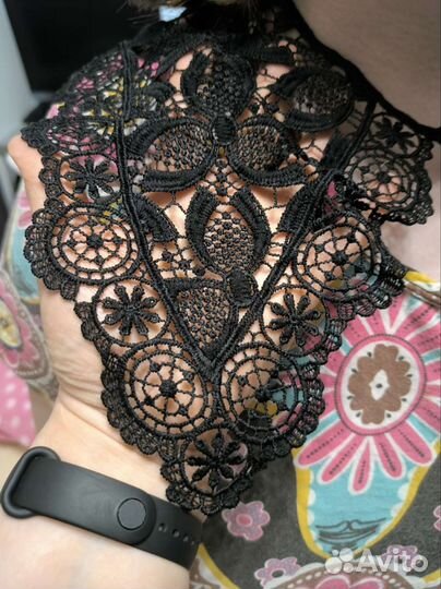 Черный кружевной воротник Ирландское кружево