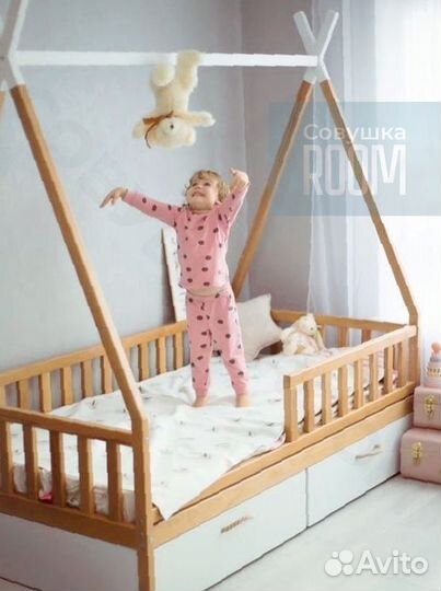 Новая детская Кровать из бука домик
