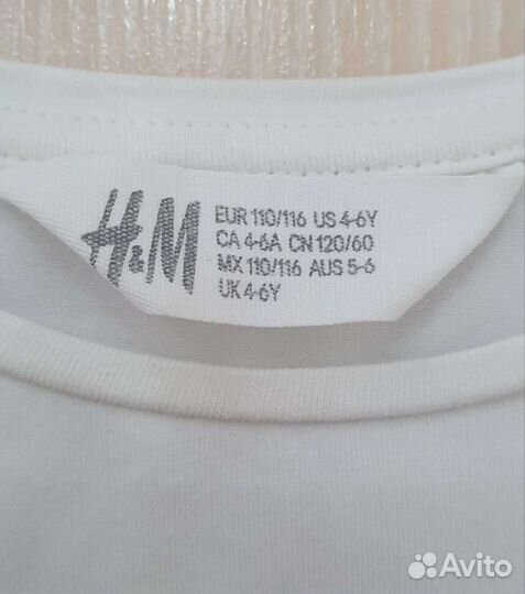 Футболка для девочки H&M, р. 110-116
