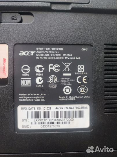 Ноутбук Acer 7741G 17