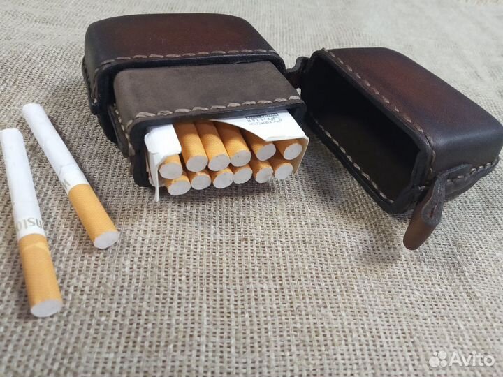 Портсигар кожаный, классика