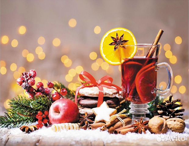 Алмазная мозайка 40х50. Чай с корицей и печеньем S