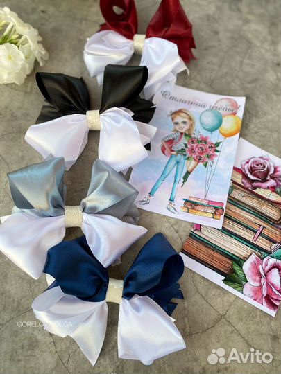 Бантики на 1 сентября заколки ручной работы