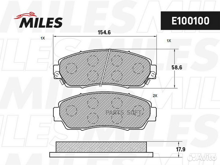 Miles E100100 Колодки тормозные haval F7 honda CR-V 2.0-2.2 07- передние