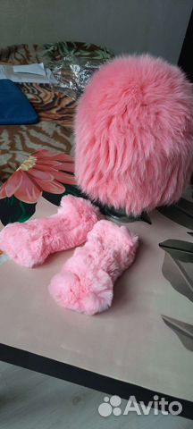 Шапка из меха лисы и митенки