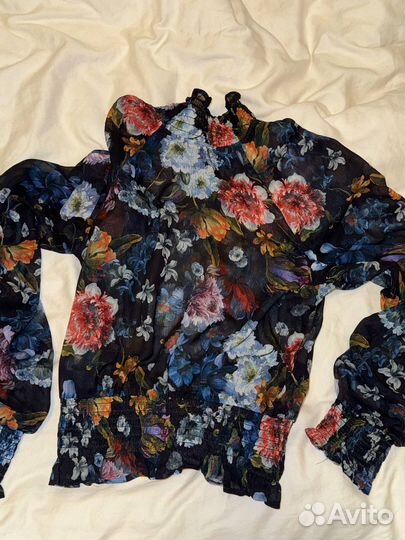 Блуза полупрозрачная с воланами, H&M, размер S