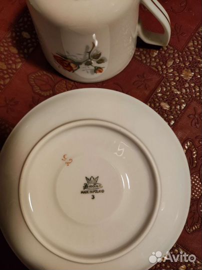 Чайно кофейный сервиз. Оранжевая роза. Польша