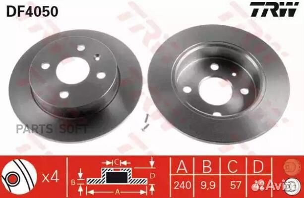 TRW DF4050 Диск тормозной chevrolet/opel