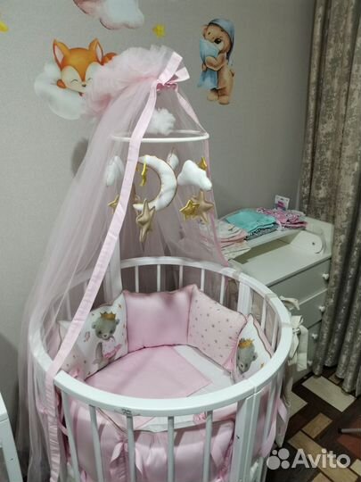 Бортики в детскую кроватку для девочки новые