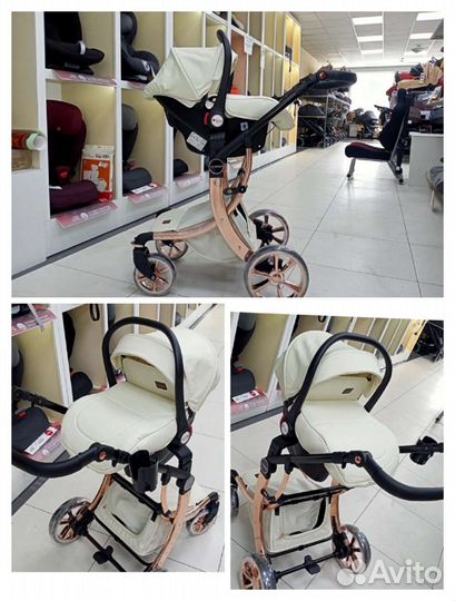 Коляска трансформер Luxmom 608 3 в 1 Бежевый
