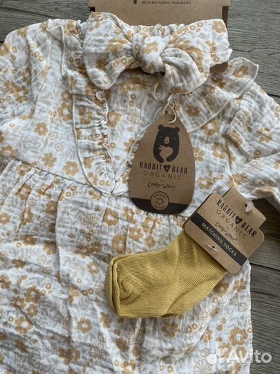 Муслиновый костюм для девочки 0/3,3/6,6/9,9/12