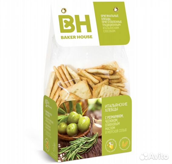 Хлебцы baker house с розмарином и чесноком 250г