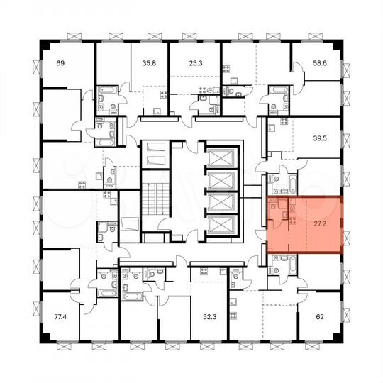 Квартира-студия, 27,2 м², 33/33 эт.
