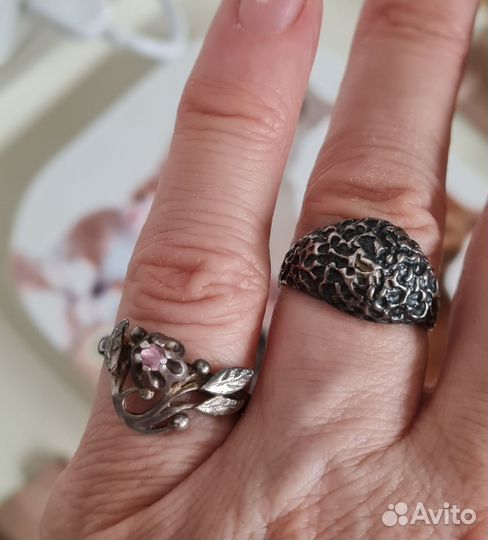 Кольцо серебро СССР с камнем