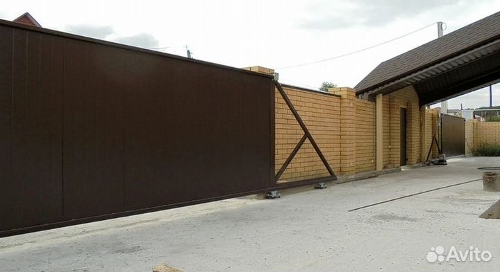 Откатные ворота под ключ с доставкой и установкой