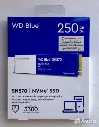 SSD накопитель WD Blue SN570 WDS250G3B0C 250гб