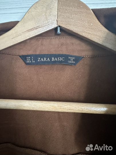 Коричневая рубашка zara замшевая укороченная