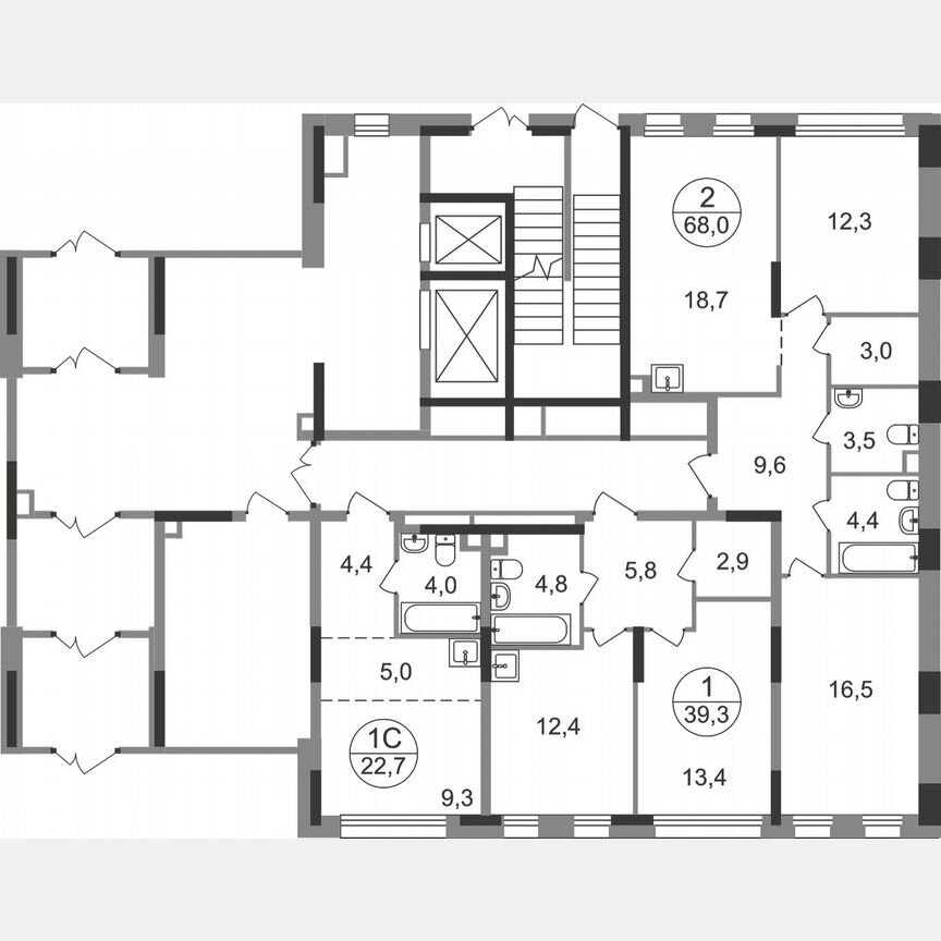 2-к. квартира, 68 м², 1/17 эт.