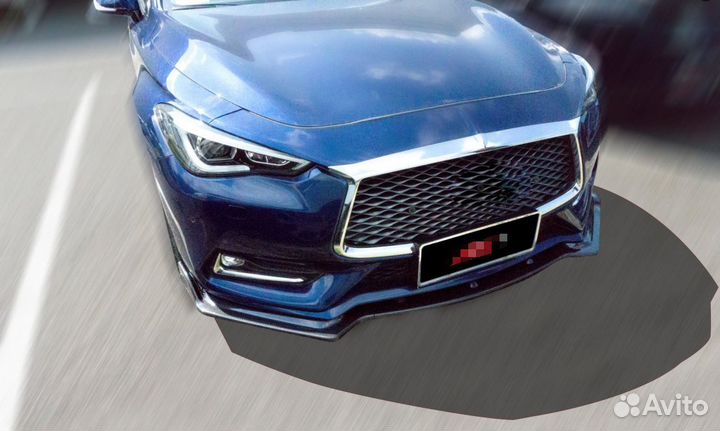 Губа бампера ifiniti Q60 2018-2020 черный матовый