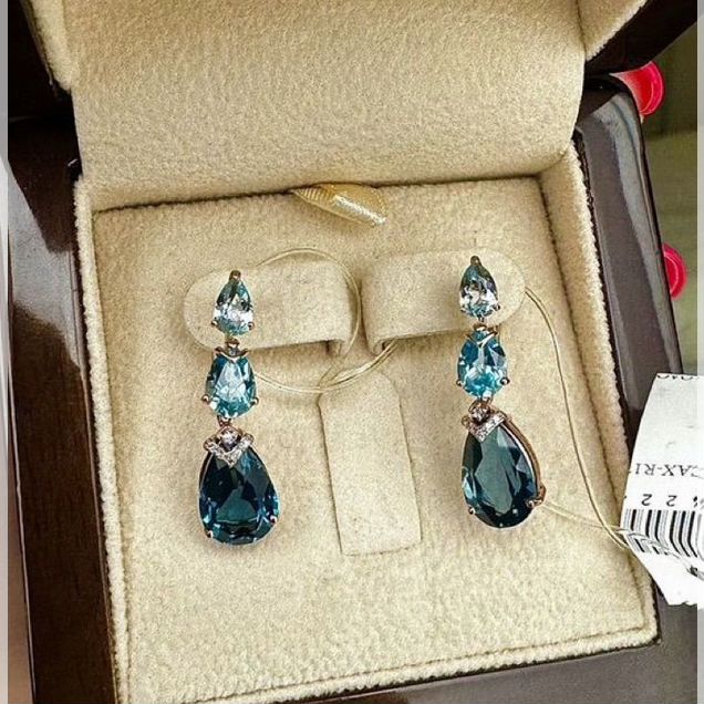 Серьги с бриллиантами и топазами