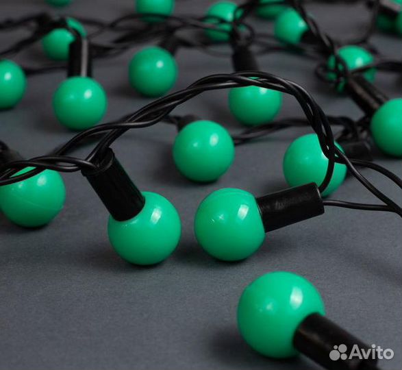 LED-гирлянда уличная 10 метров Шарики цвет зеленый