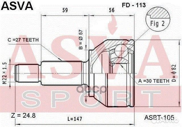 Шрус наружный 30x57x27 FD-113 asva