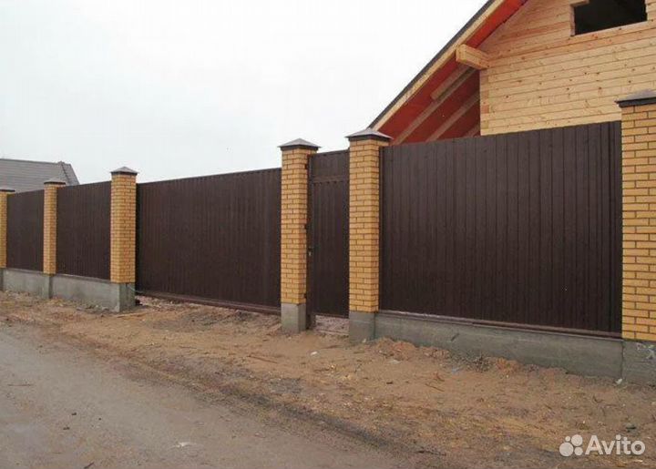 Забор из профнастила 70 метров