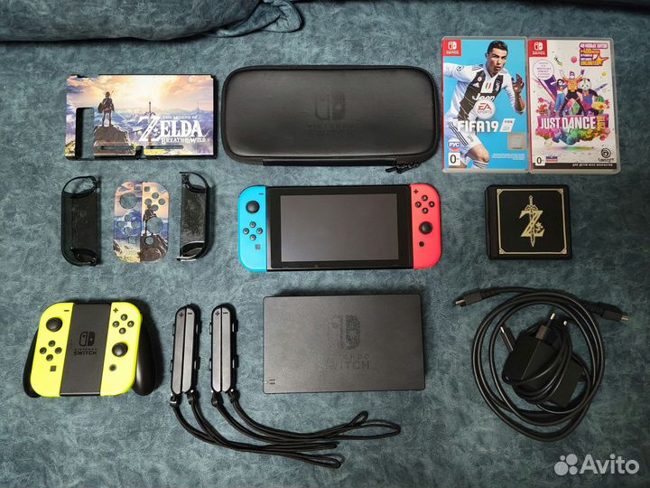 Nintendo switch 1rev + joy cons + игры