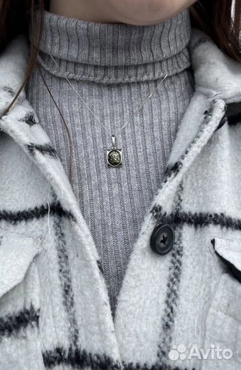 Кулон серебро 925 янтарь