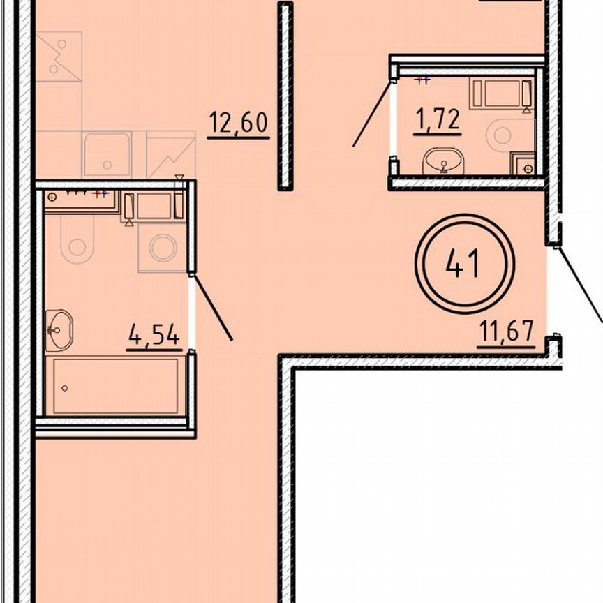 2-к. квартира, 61,9 м², 4/4 эт.