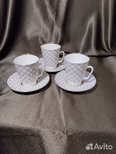 Кофейная пара 3шт, лфз костяной фарфор
