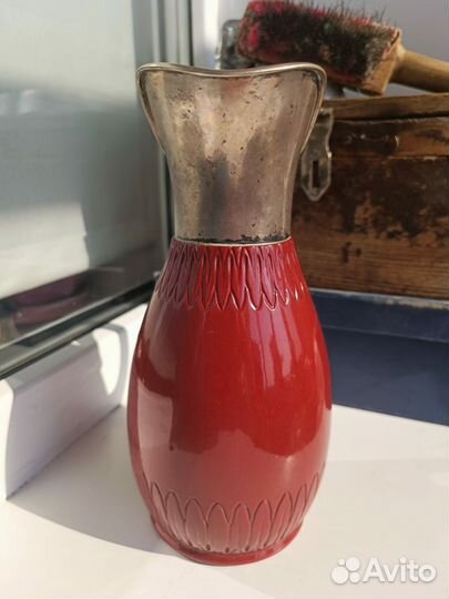 Кувшин 19 в. серебро 800 пр. керамика