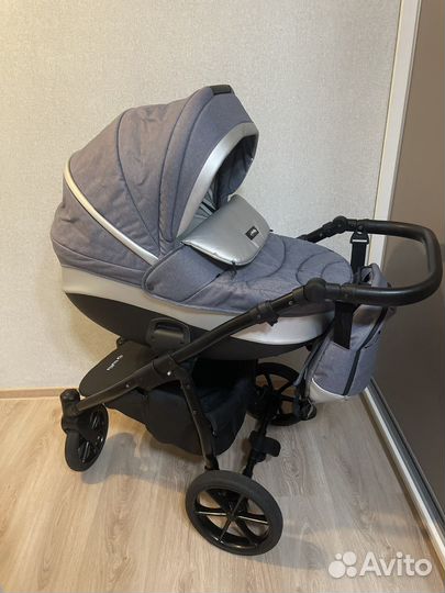 Коляска 3 в 1 Tutis Nanni 2021,Серый+Кожа Серебро