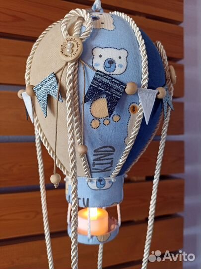 Плюшевый мишка на воздушном шаре ночник подарок