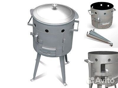Печь для казана 15л (сталь 2мм, d-450мм, h топки-3