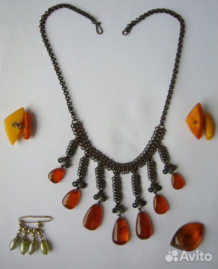 Колье Бусы Запонки - Янтарь Раритет из СССР