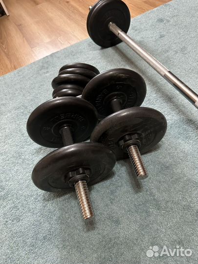 Штанга, блины, гантели