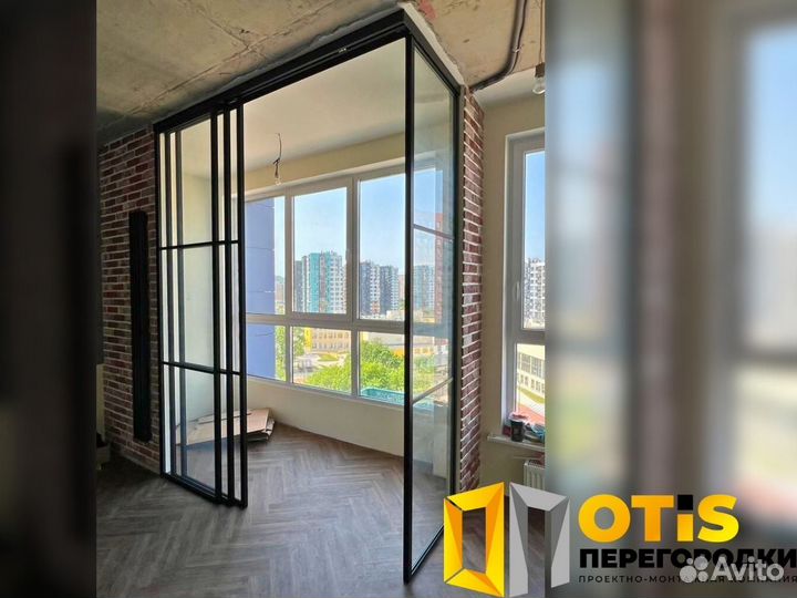 Стеклянная перегородка лофт