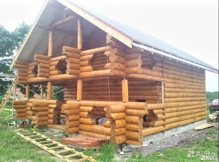 Сруб дома 6х9+3 (веранда и балкон в чашу)