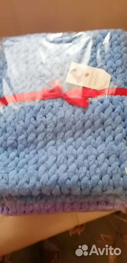 Плед детский вязаный ручная работа, alize puffy