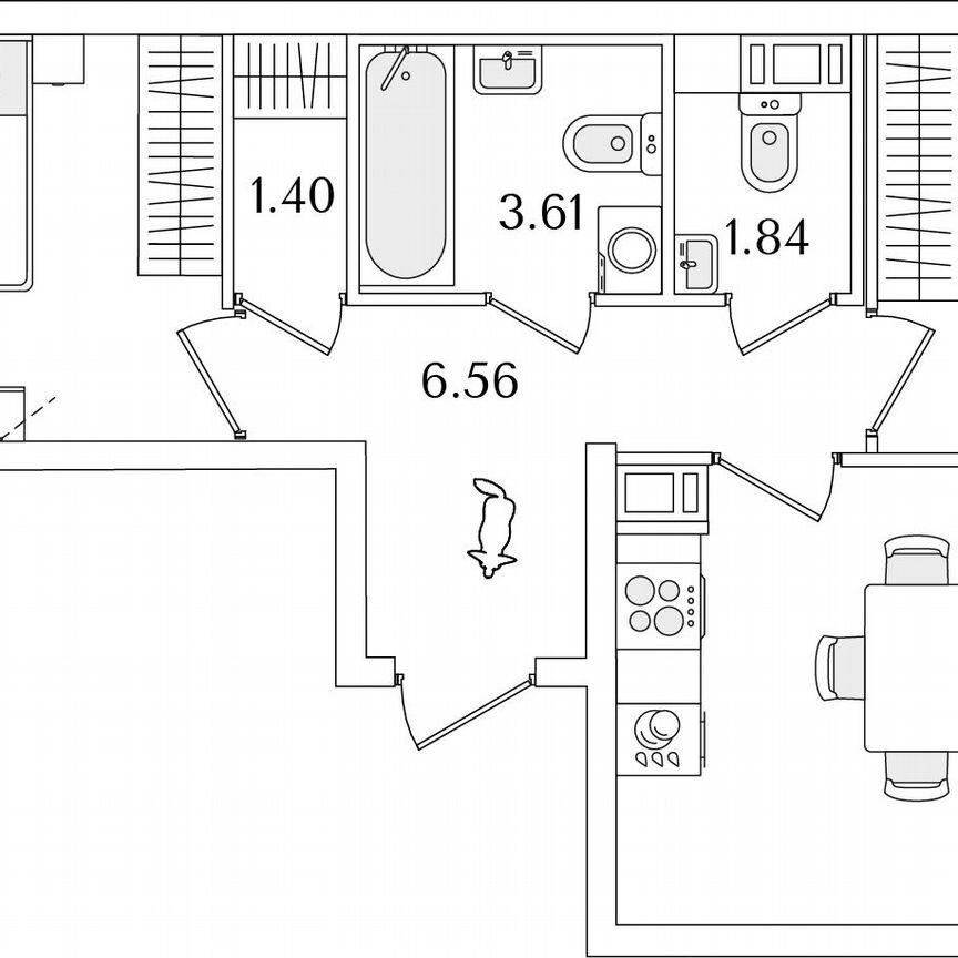 2-к. квартира, 54 м², 8/9 эт.