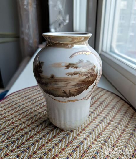 Фарфоровая винтажная ваза Дулево Пейзаж